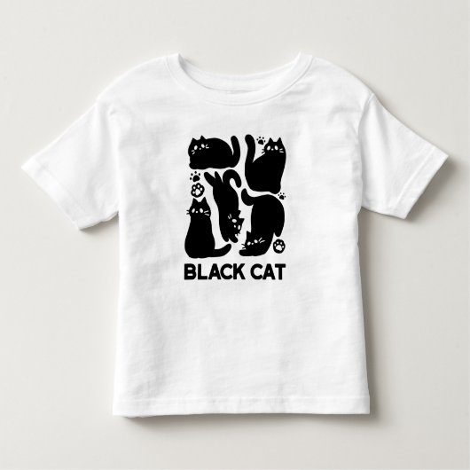 T-shirt Pour Les Tous Petits Silhouettes de chat noir - Design Feline mignon (Devant)