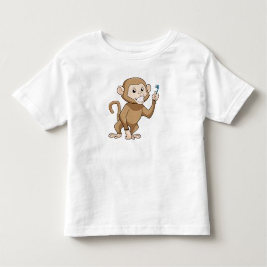 T-shirt Pour Les Tous Petits Singe avec brosse à dents (Devant)