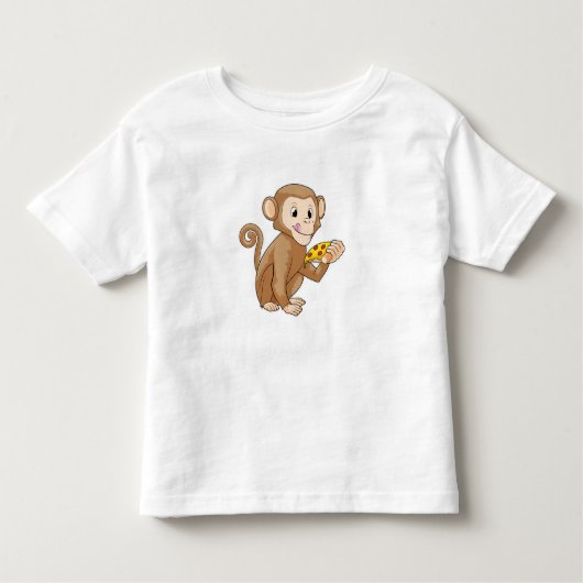 T-shirt Pour Les Tous Petits Singe avec morceau de pizza (Devant)