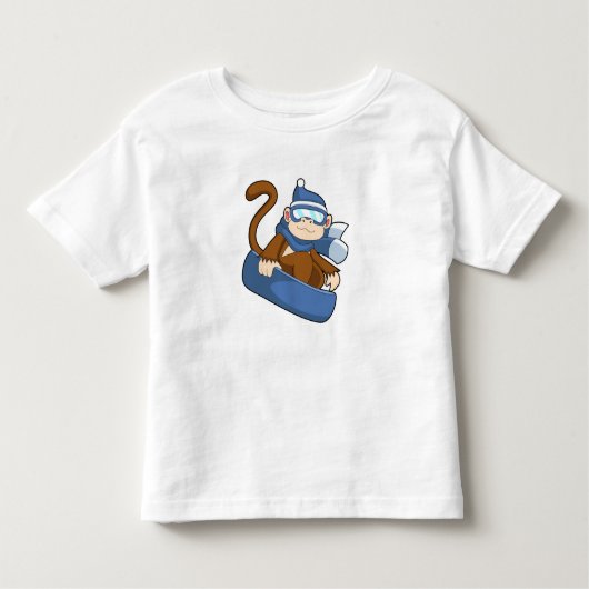 T-shirt Pour Les Tous Petits Singe comme Snowboardeur avec Sonowboard.PNG (Devant)