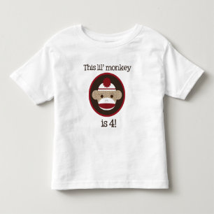 T-shirt Pour Les Tous Petits Singe rouge et Brown de chaussette : Quatrième
