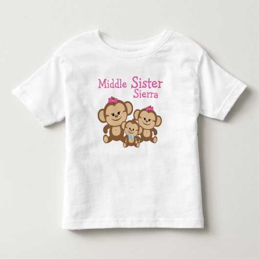 T-shirt Pour Les Tous Petits Singes personnalisées Middle Sister (Devant)