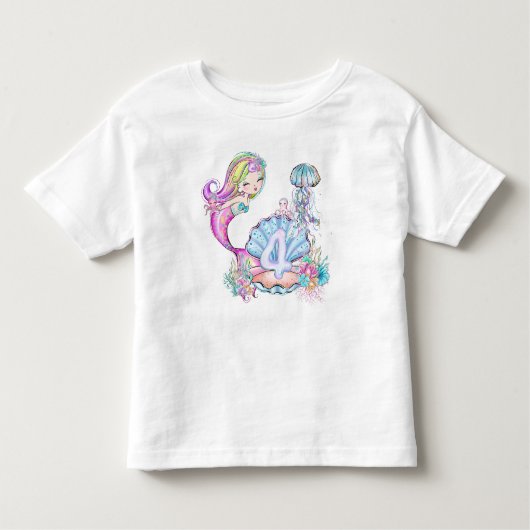 T-shirt Pour Les Tous Petits Sirène du 4e anniversaire (Devant)