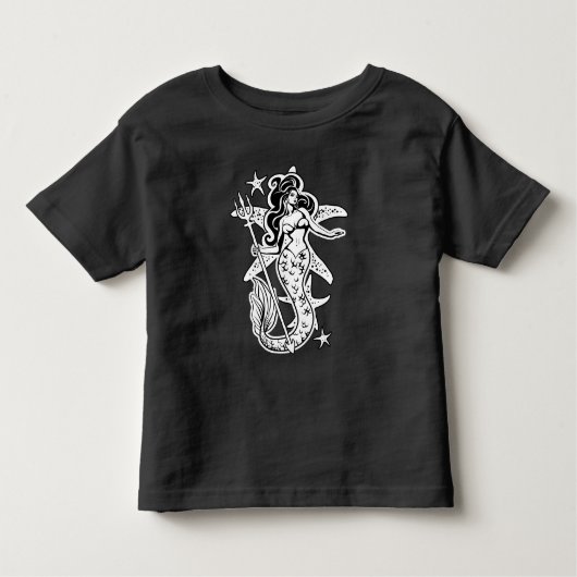 T-shirt Pour Les Tous Petits Sirène Retro-Up Noir Et Blanc (Devant)
