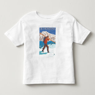 T-shirt Pour Les Tous Petits Skis de transport de neige de skieur - Montana