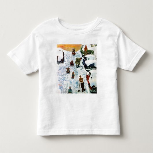 T-shirt Pour Les Tous Petits Sledding et creuser (Devant)