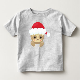 T-shirt Pour Les Tous Petits Sloth de Noël, Jolie Sloth, Santa Hat, Noël