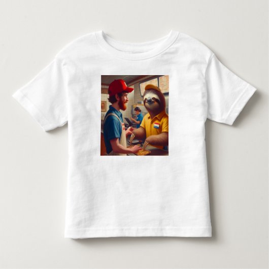 T-shirt Pour Les Tous Petits Sloth Fast Food Worker (Devant)
