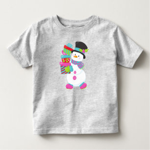 T-shirt Pour Les Tous Petits Snowman de Noël, Nez de carotte, Cadeaux, Présenta