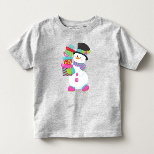 T-shirt Pour Les Tous Petits Snowman de Noël, Nez de carotte, Cadeaux, Présenta (Devant)