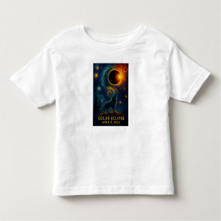 T-shirt Pour Les Tous Petits Solar Eclipse Wolf Starry Night Wildern