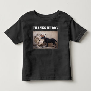 T-shirt Pour Les Tous Petits Soldat en tenue de combat avec son chien militaire
