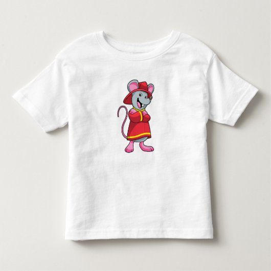 T-shirt Pour Les Tous Petits Souris comme pompier avec casque (Devant)
