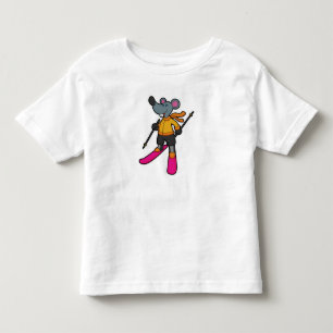 T-shirt Pour Les Tous Petits Souris comme skieur avec ski