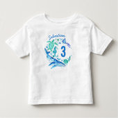 T-shirt Pour Les Tous Petits Sous la mer Anniversaire Boy Aquarelle Océan Anima (Devant)