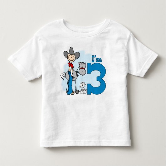 T-shirt Pour Les Tous Petits Stick Cowboy 3e anniversaire (Devant)