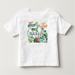 T-shirt Pour Les Tous Petits Stomp Chomp Roar Dinosaur 4e anniversaire