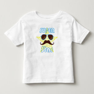 T-shirt Pour Les Tous Petits Super Star avec lunettes de soleil et moustache