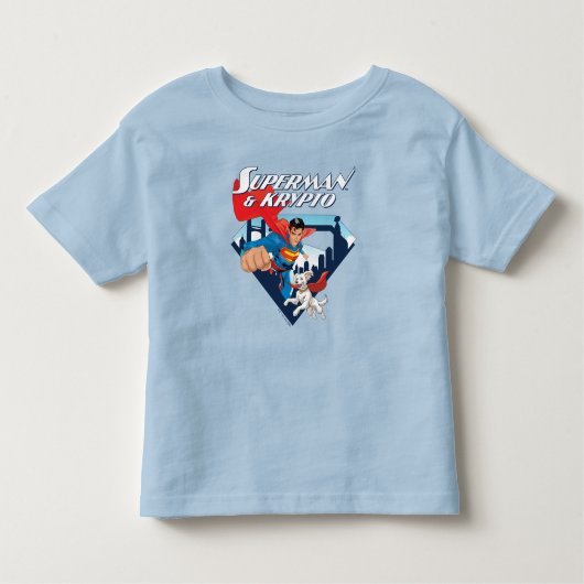 T-shirt Pour Les Tous Petits Superman et Krypto dans les airs (Devant)