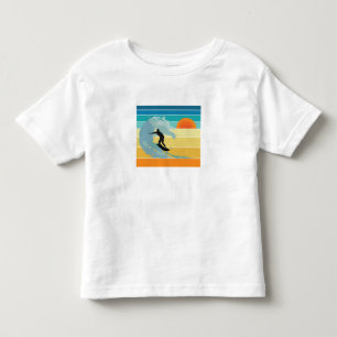 T-shirt Pour Les Tous Petits Surfeur Mec Vintage Sunset