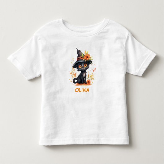 T-shirt Pour Les Tous Petits Sweet Halloween Chat Nom personnalisé (Devant)