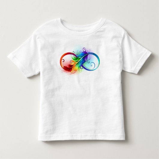 T-shirt Pour Les Tous Petits Symbole d'infini avec plume arc-en-ciel (Devant)