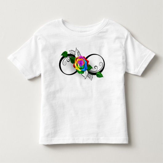 T-shirt Pour Les Tous Petits Symbole d'infini avec Rose arc-en-ciel (Devant)