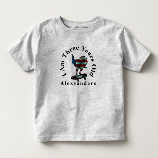 T-shirt Pour Les Tous Petits T Rex Dinosaur avec nom, J'ai 3 ans (Devant)