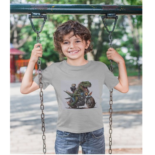 T-shirt Pour Les Tous Petits T Rex Dinosaur sur une moto