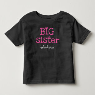T-shirt Pour Les Tous Petits Texte rose Grosse Soeur Personnalisée Ajouter un n