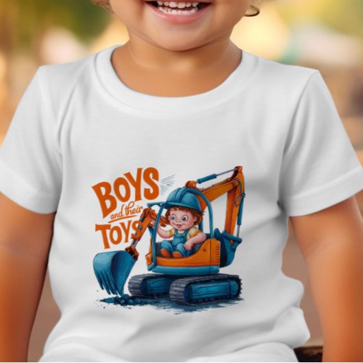 T-shirt Pour Les Tous Petits The Young Explorer : Garçon sur Bulldozer