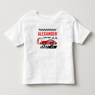 T-shirt Pour Les Tous Petits Thème de voiture de course vintage rouge pour l'an