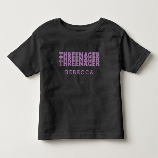 T-shirt Pour Les Tous Petits Threenager lettrage rétro nom lilas (Devant)