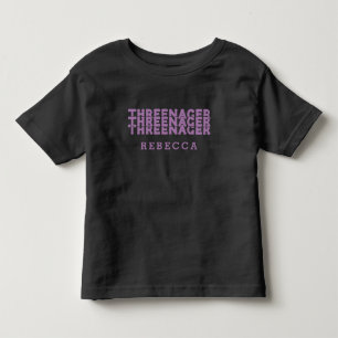 T-shirt Pour Les Tous Petits Threenager Rétro Lettre Nom Lilas