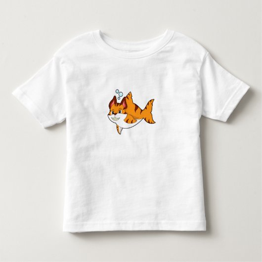 T-shirt Pour Les Tous Petits Tiger cat as Shark in Water.PNG (Devant)