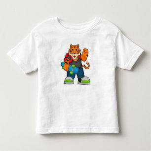 T-shirt Pour Les Tous Petits Tiger comme patineur avec skateboard