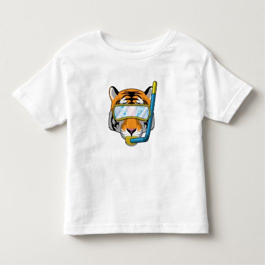 T-shirt Pour Les Tous Petits Tiger comme plongeur avec tuba (Devant)