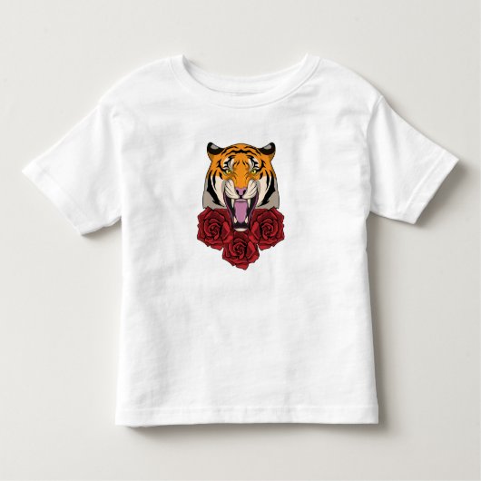 T-shirt Pour Les Tous Petits Tigre avec Rose (Devant)