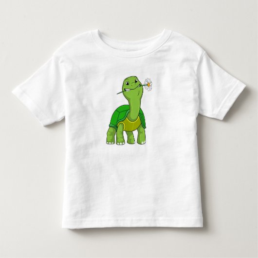 T-shirt Pour Les Tous Petits Tortue avec marguerite à fleurs (Devant)