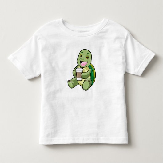 T-shirt Pour Les Tous Petits Tortue avec Shell & Café à aller (Devant)