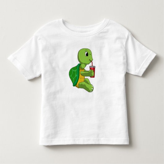 T-shirt Pour Les Tous Petits Tortue avec tasse à boire avec paille (Devant)