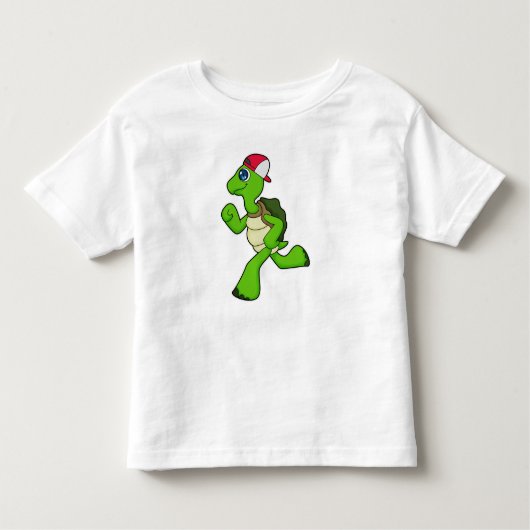T-shirt Pour Les Tous Petits Tortue comme coureur avec Casquette (Devant)