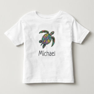 T-shirt Pour Les Tous Petits Tortue de mer océan nom personnalisé Nautique 