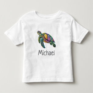T-shirt Pour Les Tous Petits Tortue de mer océanique nom personnalisé nautique 