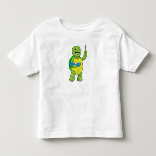 T-shirt Pour Les Tous Petits Tortue en tant qu'enseignant avec livre et pointeu