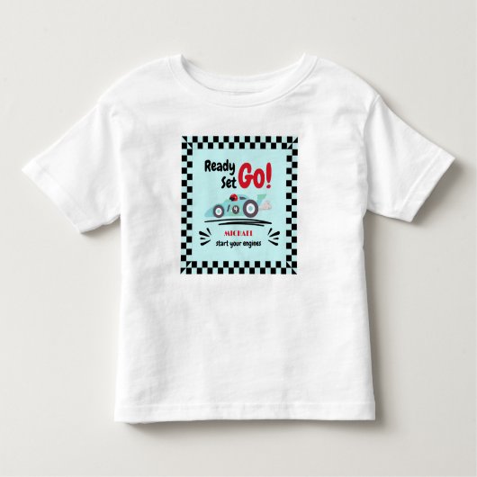 T-shirt Pour Les Tous Petits Toute Âge Anniversaire Prêt Partez Voiture de Cour (Devant)