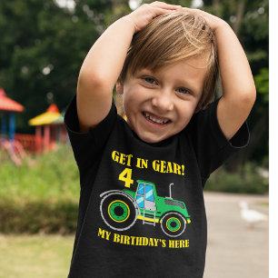 T-shirt Pour Les Tous Petits Tracteur vert Entraînement Anniversaire Garçons T-