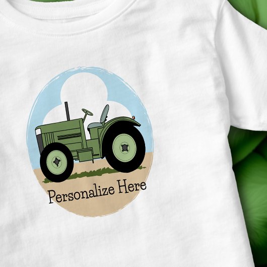 T-shirt Pour Les Tous Petits Tracteur vert personnalisé pour enfants de la ferm