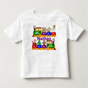 T-shirt Pour Les Tous Petits Train de jouets de Noël personnalisé