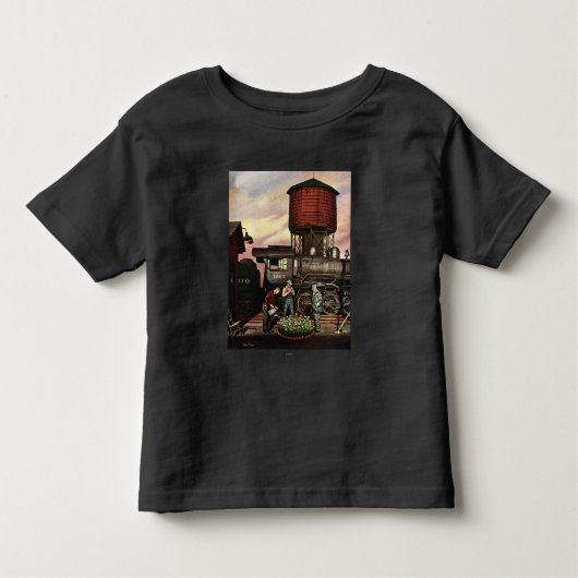 T-shirt Pour Les Tous Petits Train Yard Flower Garden par Stevan Dohanos (Devant)